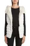 MONCLER BEURRE LIGHTWEIGHT DOWN PUFFER VEST WITH GENUINE MINK FUR TRIM,F10931B10501C0357