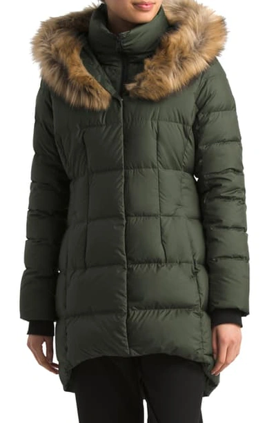 The North Face ? Dealio Faux Fur Trim Down Parka In New Taupe Green