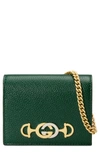 Gucci 655 Leather Wallet On A Chain In Vintage Green