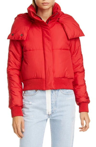 Off-white Hooded Down Jacket In Red