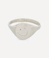 Seb Brown Sterling Silver Happy Face Signet Ring In Silver