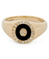 ANISSA KERMICHE GOLD DOUCE CAVALCADE NOIR BLACK ONYX AND DIAMOND SIGNET RING,000644891