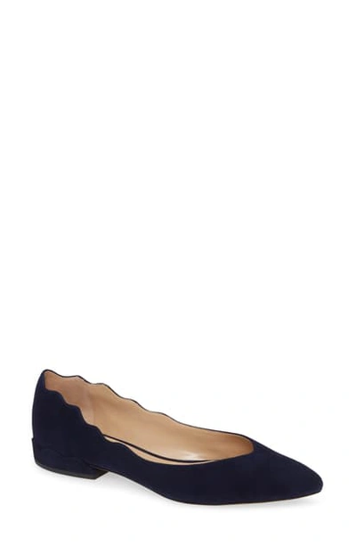 Chloé Laurena Scalloped Flat In Blue Lagoon