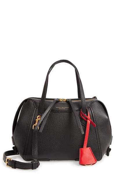 Tory Burch Sm Perry Leather Satchel Bag In Black/gold