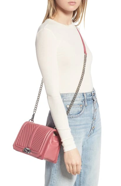 Rebecca Minkoff 'chevron Quilted Love' Crossbody Bag - Pink In Fig