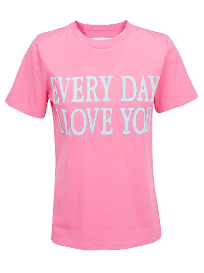Alberta Ferretti 'every Day I Love You' Cotton T-shirt In Pink
