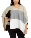 CALVIN KLEIN PLUS SIZE COLORBLOCKED PONCHO