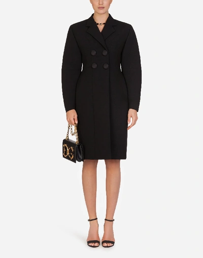 Dolce & Gabbana Double-breasted Woolen Coat In Black