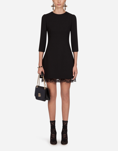 Dolce & Gabbana Women's Three-quarter Sleeve Double Crepe Mini Dress In Black