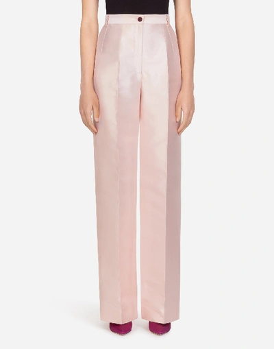 Dolce & Gabbana High-rise Mikado Slim-leg Trousers In Pink