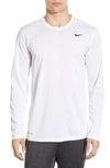 Nike Legend 2.0 Long Sleeve Dri-fit Training T-shirt In White/ Black/ Black