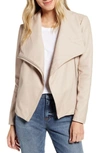 Bb Dakota Up To Speed Faux Leather Moto Jacket In Parchment