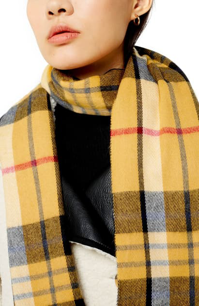 mustard check scarf