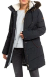 Roxy Juniors' Ellie Hooded Faux-fur-trim Puffer Coat In True Black