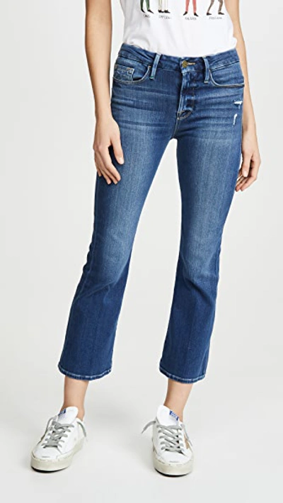 Frame Le Crop Mini Boot Jeans In Packard Rips