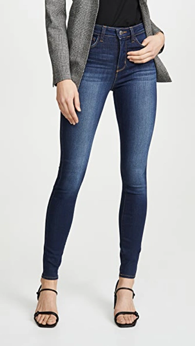 L Agence Marguerite Mid-rise Skinny Distressed Jeans In Denim