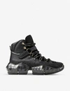 Jimmy Choo Diamond Hike/f Leather And Suede Sneakers In Black/black