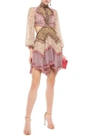 ZIMMERMANN JUNIPER OPEN-BACK PATCHWORK FLORAL-PRINT COTTON AND SILK-BLEND MINI DRESS,3074457345621551365