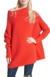Free People Ottoman Slouchy Tunic Sweater Dress In Red