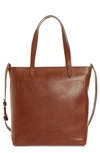 Madewell The Zip Top Medium Leather Transport Tote In English Saddle