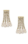 Ettika Crystal Fringe Dangle Stud Earrings In Gold