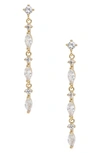 Ettika Dainty Linear Crystal Drop Earrings In Gold