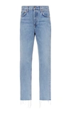 Agolde High-rise Straight Fit Riley Cropped Jeans 17cm In Light Wash