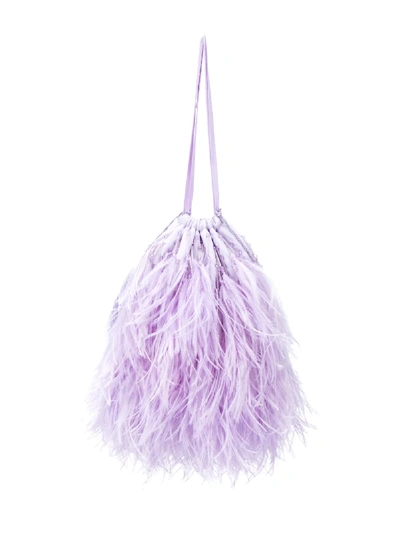 Attico Greta Feather Handbag In Purple