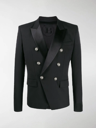 Balmain Double-breasted Tuxedo Jacket In Black