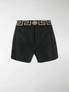 Versace Medusa Greca Waistband Swimming Trunks In Black