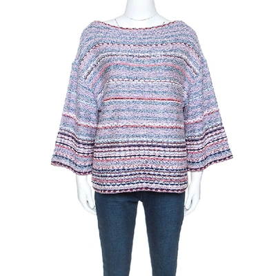 Pre-owned Chanel Multicolor Tweed Bateau Neck Sweater L