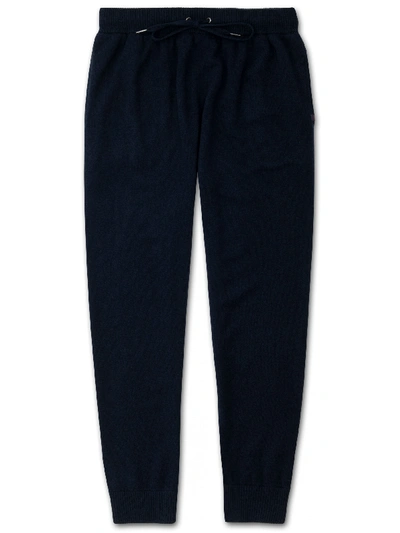 Derek Rose Finley Tapered Cashmere Sweatpants In Blue