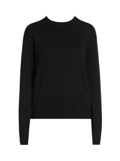 Giorgio Armani Cashmere Alashan Crewneck Knit Sweater In Black