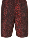 Supreme Leopard Print Swim Shorts In Red