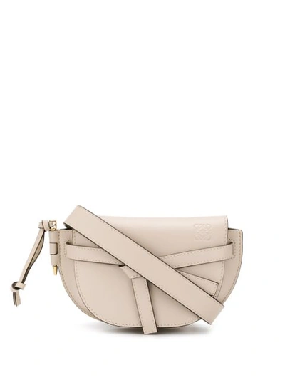 Loewe Small Gate Leather Saddle Bag In Light Oat