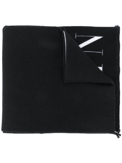 Valentino 双面logo围巾 In Black