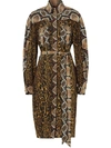 Burberry Costanza Leopard & Python Print Shirtdress In Brown