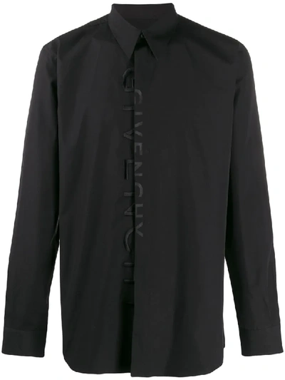 Givenchy Split Embroidered Logo Shirt In Black
