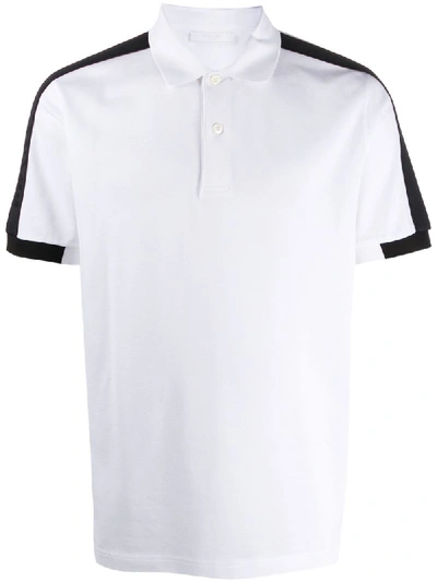 Prada Logo Tape Polo Shirt In White