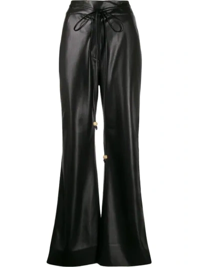 Nanushka Chimo Cropped Vegan Leather Wide-leg Trousers In Black