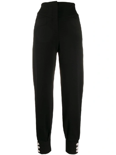 Pinko Jewel Buttons Tapered-leg Trousers In Black