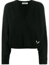 Valentino Vgold Knitted Jumper In Blue