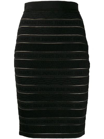 Balmain Logo-embellished Skirt In Black
