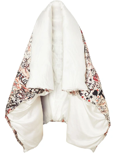 Burberry Graffiti Print Oversized Puffer Cape In White