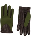 KAGAWA GLOVES GREEN AND BLACK LEATHER AND NEOPRENE GLOVES