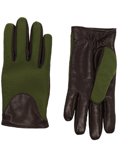 Kagawa Gloves Green And Black Leather And Neoprene Gloves
