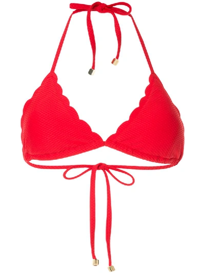 Heidi Klein Scallop Triangle Bikini Top In Red