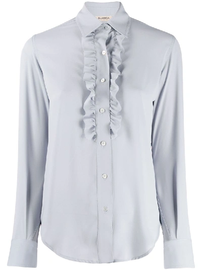 Blanca Long-sleeved Ruffled Shirt In Blue