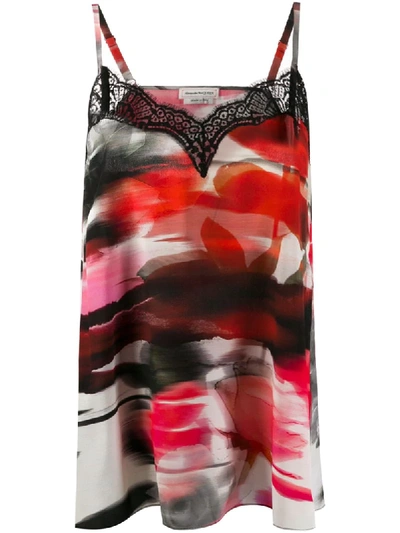 Alexander Mcqueen Abstract Print Camisole In Red