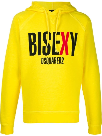 Dsquared2 Printed Detail Hoodie In Yellow